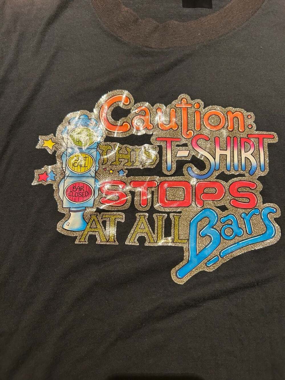 Vintage 1980s Screen Stars T-Shirt Glitter Graphic Tee - Picture 2 of 5